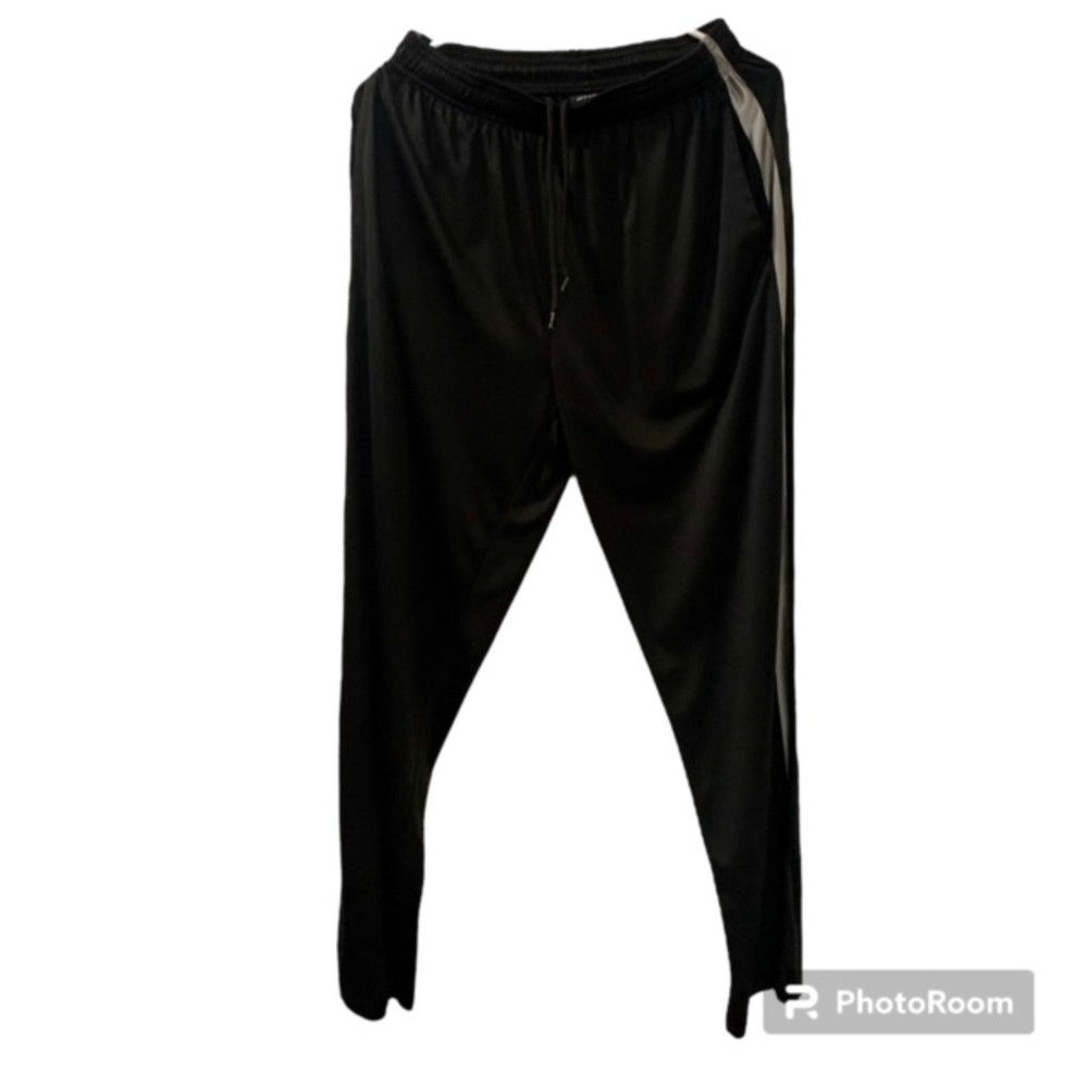 XPBX Pro Mens Black Athletic Drawstring Polyester Track Workout Pants Size Med